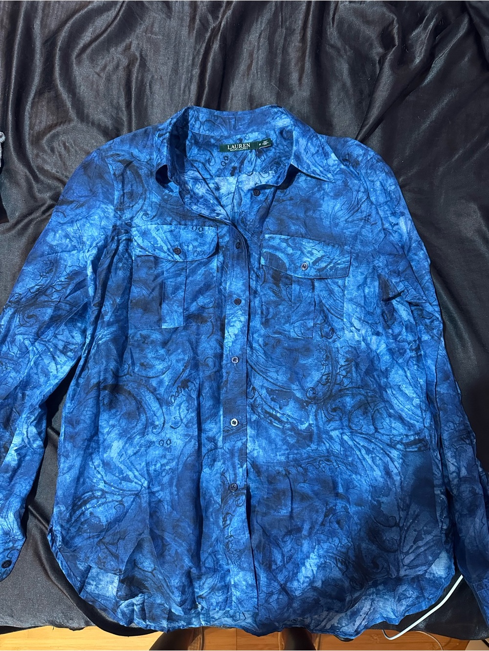 Ralph Lauren Blue Marbled Button-Up Shirt